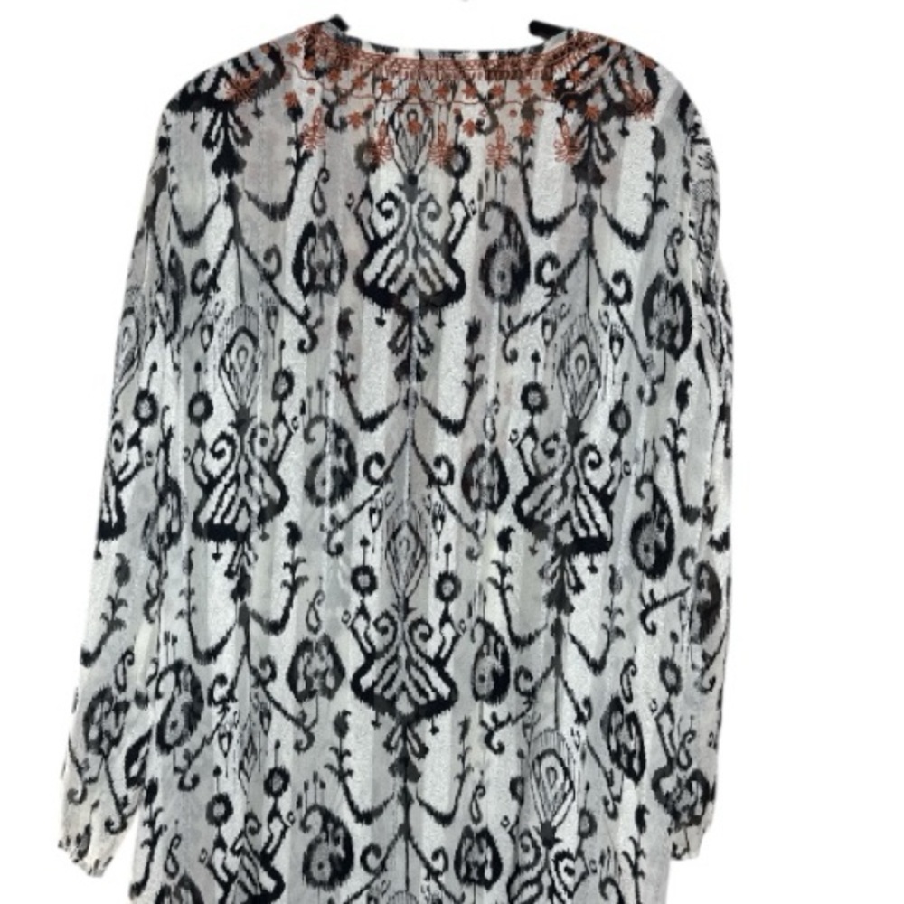 Zara Embroidered Ikat Print Midi Caftan Dress Small NWT - Picture 13 of 15
